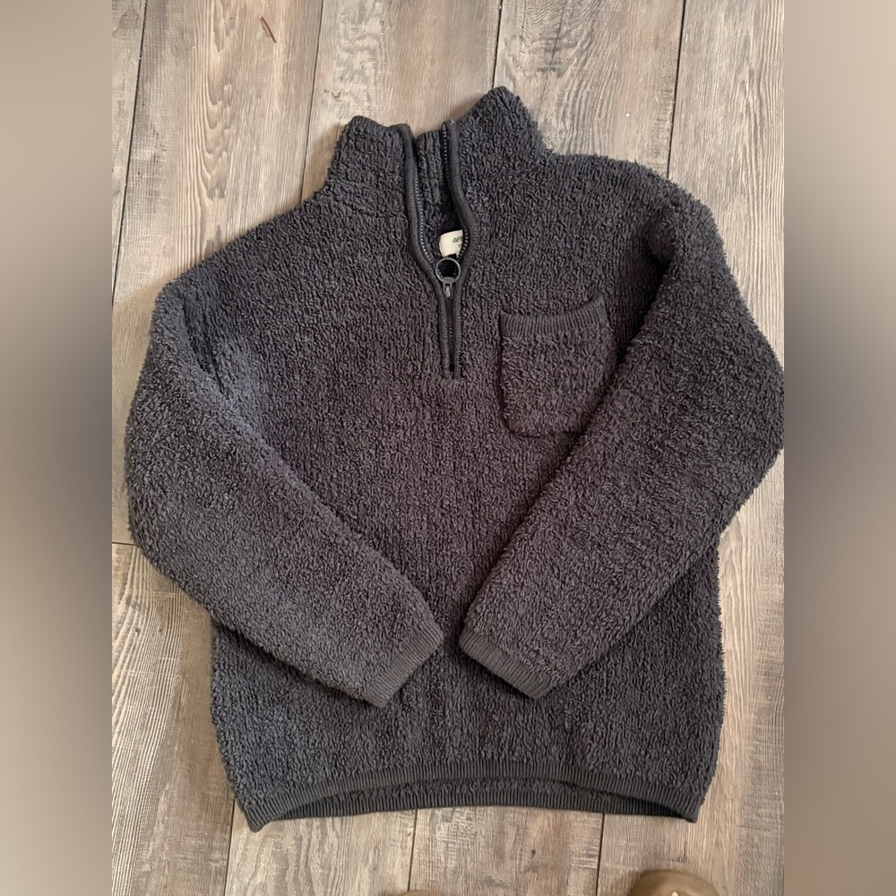 aerie women’s Sherpa Quarter-Zip Pullover - Charcoal size xs